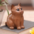Wood figurine, 'Cozy Cat' - Wood Figurine of Adorable Cat Hand-Carved in Bali (image 2) thumbail