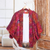 Batik rayon kimono jacket, 'Red Vine' - Red Hand-Stamped Batik Rayon Kimono Jacket from Bali (image 2e) thumbail