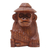 Wood statuette, 'Prosperity and Cunning' - Hand-Carved Jempinis Wood Monkey Statuette with Corn