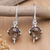 Smoky quartz dangle earrings, 'Shining Stability' - Sterling Silver Dangle Earrings with Smoky Quartz Gems (image 2) thumbail