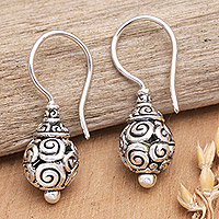 Sterling silver dangle earrings, 'Bali's Grandeur' - Balinese Traditional Sterling Silver Dangle Earrings