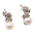 Cultured pearl drop earrings, 'Innocence Roses' - Sterling Silver Floral Drop Earring with Cultured Pearls thumbail