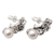 Cultured pearl drop earrings, 'Innocence Roses' - Sterling Silver Floral Drop Earring with Cultured Pearls (image 2c) thumbail