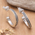 Sterling silver half-hoop earrings, 'Freckled Curves' - Sterling Silver Half-Hoop Earrings with Little Speckles (image 2) thumbail