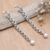 Aretes colgantes de perlas cultivadas - Aretes colgantes de perlas cultivadas blancas con motivos tradicionales