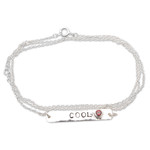 Garnet wrap pendant bracelet, 'Cool and Red' - Inspirational Wrap Pendant Bracelet with Natural Garnet Gem