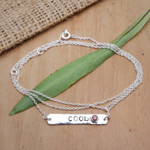 Garnet wrap pendant bracelet, 'Cool and Red' - Inspirational Wrap Pendant Bracelet with Natural Garnet Gem