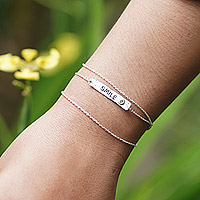 Peridot wrap pendant bracelet, 'Fortune Smile'
