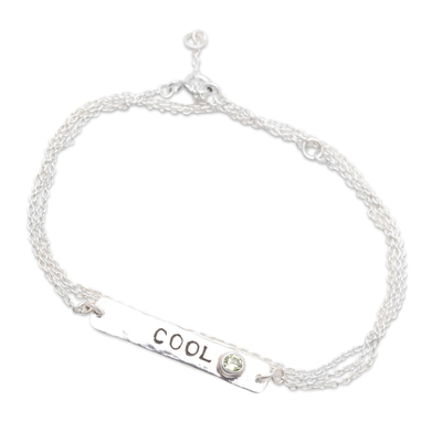 Peridot wrap pendant bracelet, 'Cool and Green' - Inspirational Wrap Pendant Bracelet with Natural Peridot Gem