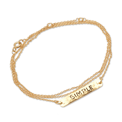 Gold-plated wrap pendant bracelet, 'Simply Golden' - 18k Gold-Plated Wrap Pendant Bracelet from Bali
