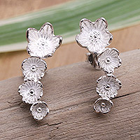 Sterling silver drop earrings, 'Orchid Inspiration'