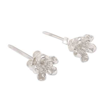 Sterling silver stud earrings, 'Bloom Delight' - Traditional Balinese Sterling Silver Flower Stud Earrings