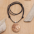 Men's bone pendant necklace, 'Ancient Rome' - Men's Brown Bone Pendant Necklace with Leather Cord (image 2) thumbail