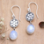 Rainbow moonstone dangle earrings, 'Moon Speckles' - Sterling Silver Dangle Earrings with Rainbow Moonstones thumbail