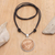 Leather cord pendant necklace, 'Odin Trinity' - Leather Valknot Pendant Necklace with Adjustable Length
