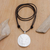 Men's bone pendant necklace, 'Ferocious Bull' - Men's Handcrafted Bone Pendant Necklace with Leather Cord (image 2) thumbail