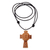 Leather cord pendant necklace, 'Cross of Two Worlds' - Leather Cord Pendant Necklace with Celtic Cross thumbail