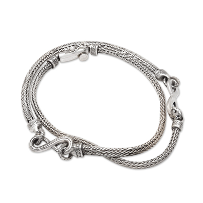 Halskette aus Sterlingsilber - Infinity-Halskette aus Sterlingsilber mit Kettenanhänger aus Bali