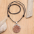 Leather cord pendant necklace, 'Helm of Awe' - Leather and Sterling Silver Pendant Necklace with Norse Sign (image 2) thumbail