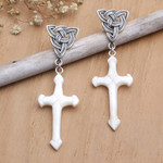 Sterling silver dangle earrings, 'Faith Triquetra' - Sterling Silver Celtic Dangle Earrings Crafted in Bali