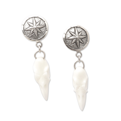 Sterling silver dangle earrings, 'Mystic Guide' - Sterling Silver Compass Dangle Earrings Crafted in Bali