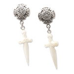 Sterling silver dangle earrings, 'Celtic Hope' - Sterling Silver Celtic Dangle Earrings with Crosses