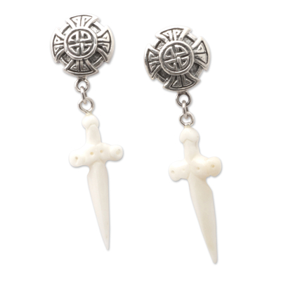 Pendientes colgantes de plata de ley - Pendientes colgantes celtas de plata esterlina con cruces