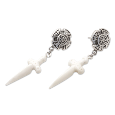 Sterling silver dangle earrings, 'Celtic Hope' - Sterling Silver Celtic Dangle Earrings with Crosses
