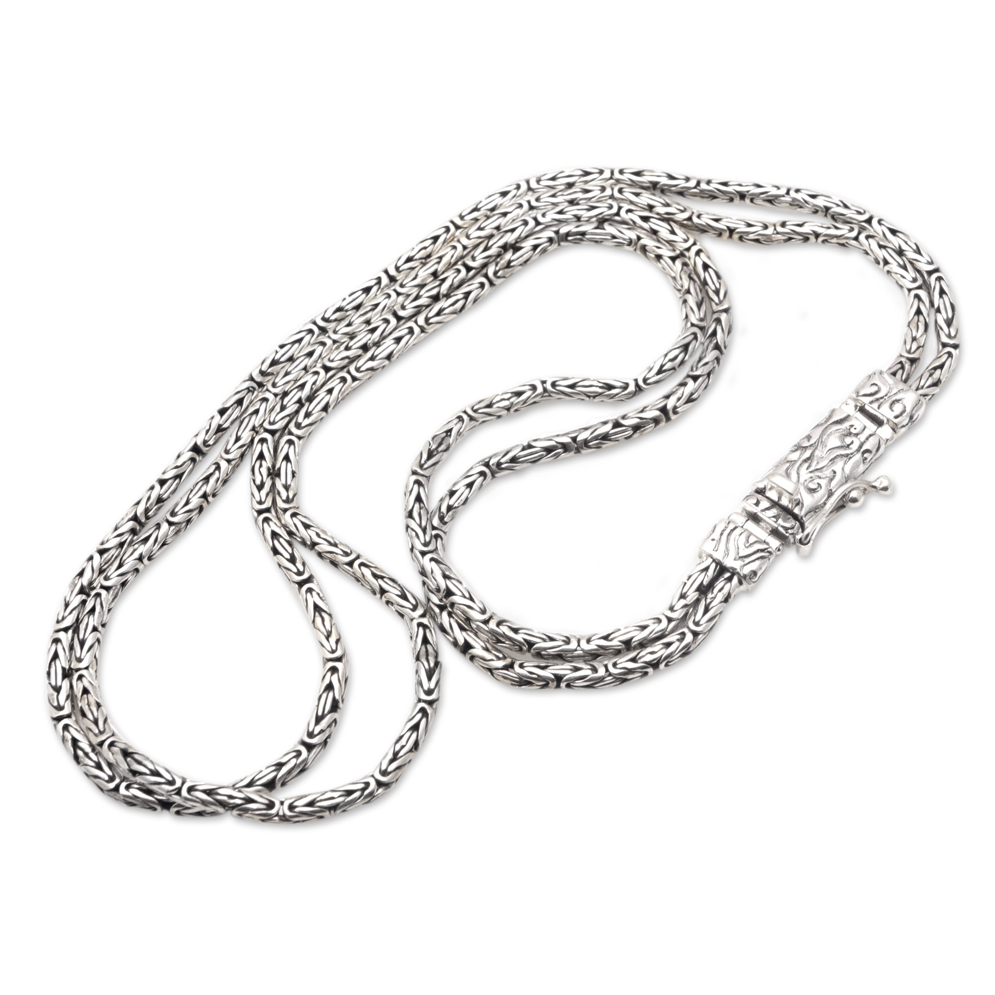 Men’s Sterling Silver Double Strand Chain Necklace From Bali Layer Of Energy Novica