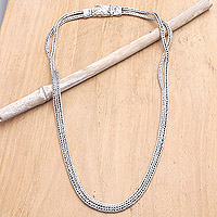 Sterling silver chain necklace, 'Bali's Aura'