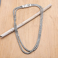 Men's sterling silver chain necklace, 'Byzantine Knight' - Men's Polished Sterling Silver Byzantine Chain Necklace