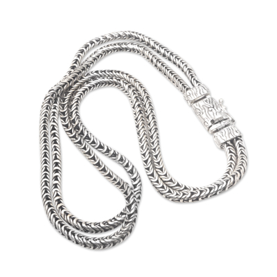 Men's sterling silver chain necklace, 'Byzantine Knight' - Men's Polished Sterling Silver Byzantine Chain Necklace