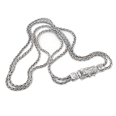 Herren-Halskette aus Sterlingsilber - Balinesische Herren-Halskette aus Sterlingsilber mit doppelter Kette