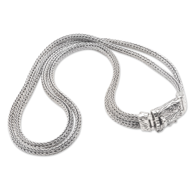 Men's sterling silver chain necklace, 'Naga Knight' - Men's Polished Sterling Silver Naga Chain Necklace