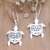 Sterling silver dangle earrings, 'Serene Swimming' - Polished Sterling Silver Turtle Dangle Earrings from Bali