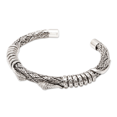 Manschettenarmband aus Sterlingsilber für Herren - Bali Herren-Manschettenarmband aus Sterlingsilber mit Schlangenmotiv