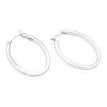 Sterling silver hoop earrings, 'Oval Roundabout' - Sterling Silver Modern Oval Hoop Earrings from Bali