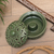 Porcelain mosquito coil holder, 'Flowing Calm in Green' - Green Porcelain Mosquito Coil Holder Handcrafted in Bali