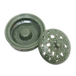 Porcelain mosquito coil holder, 'Plumeria Blooms in Green' - Balinese Handmade Green Porcelain Mosquito Coil Holder