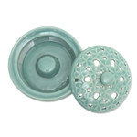 Porcelain mosquito coil holder, 'Plumeria Blooms' - Traditional Porcelain Mosquito Coil Holder Handmade in Bali