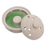 Porcelain mosquito coil holder, 'Polka Dots in White' - Balinese Handmade Porcelain Mosquito Coil Holder in Ivory