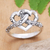 Sterling silver cocktail ring, 'United Love' - Romantic Sterling Silver Cocktail Ring with Heart Motifs (image 2) thumbail