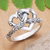 Sterling silver cocktail ring, 'United Love' - Romantic Sterling Silver Cocktail Ring with Heart Motifs (image 2b) thumbail