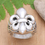Sterling silver cocktail ring, 'Royal Lis' - Fleur-De-Lis Sterling Silver Cocktail Ring from Bali