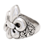 Sterling silver cocktail ring, 'Royal Lis' - Fleur-De-Lis Sterling Silver Cocktail Ring from Bali