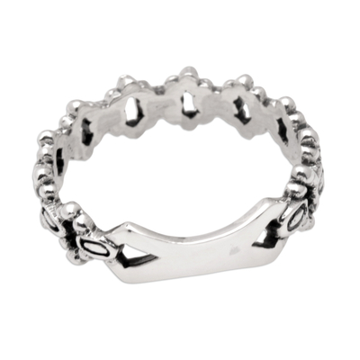 Sterling silver band ring, 'Nobility Traces' - Polished Sterling Silver Band Ring Crafted in Bali