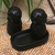 Ceramic salt and pepper set, 'Dark Felines' - Ceramic Cat Salt and Pepper Set in Black Hues Made in Bali