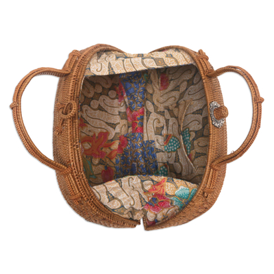 Natural fiber handbag, 'Forest Jewels' - Natural Fiber Handbag with Labradorite and Tourmaline Gems