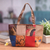 Cotton batik tote handbag, 'Brown Puzzle' - Brown Cotton Handbag with Batik Motifs and Zipper Closure thumbail