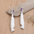 Amethyst and bone dangle earrings, 'Resting Bats' - Amethyst Bone and Sterling Silver Bat Dangle Earrings (image 2) thumbail